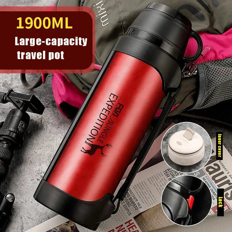 Insulated Stainless Steel Travel Water Bottle – Large Capacity Redfan