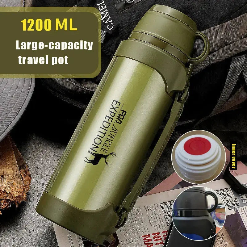 Insulated Stainless Steel Travel Water Bottle Large Capacity | FleaOutlet Redfan