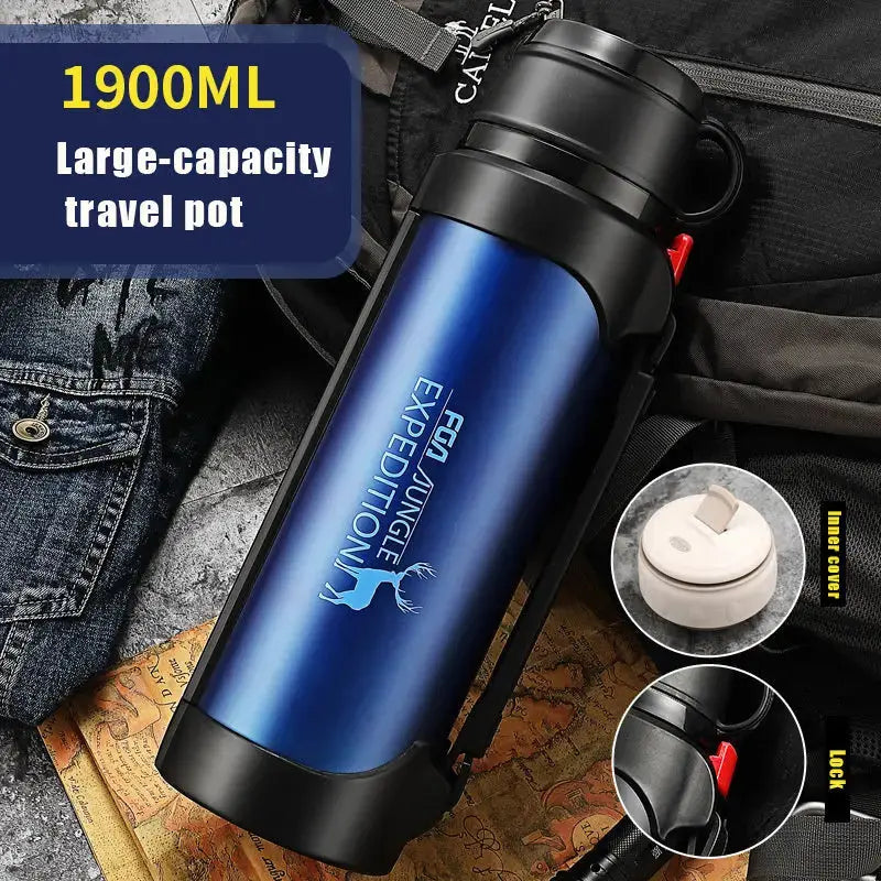 Insulated Stainless Steel Travel Water Bottle Large Capacity | FleaOutlet Redfan