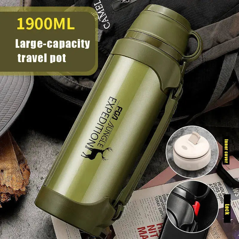 Insulated Stainless Steel Travel Water Bottle Large Capacity | FleaOutlet Redfan