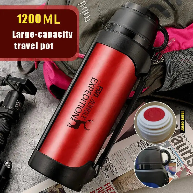 Insulated Stainless Steel Travel Water Bottle – Large Capacity Redfan
